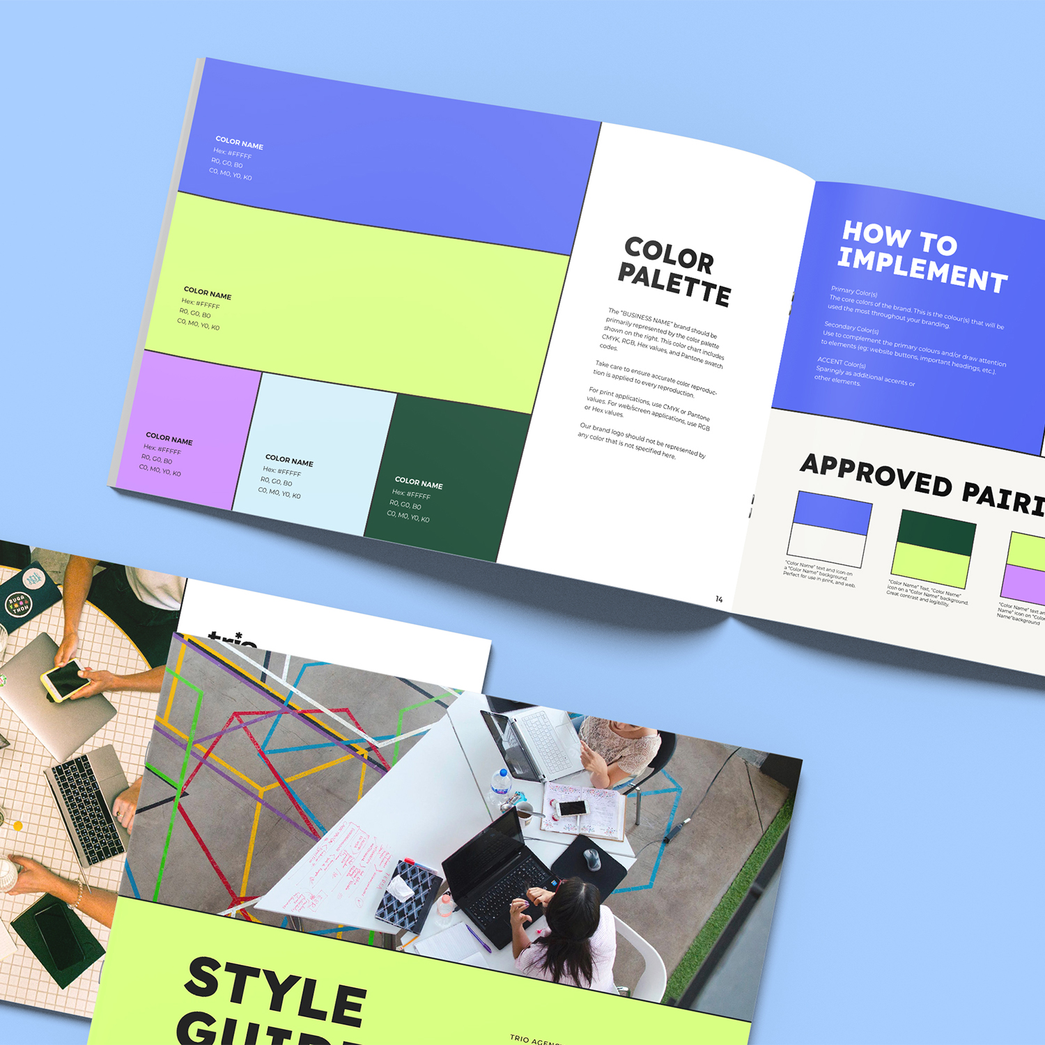 brand guidelines, mockup, styleguide template